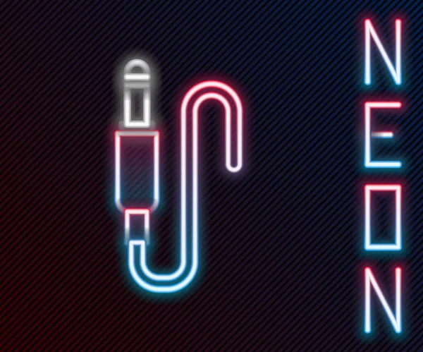 Ragyogó Neon Vonal Audio Jack Ikon Elszigetelt Fekete Háttér Audio — Stock Vector