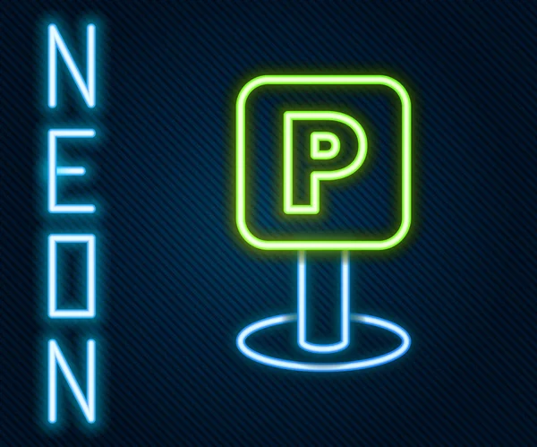 Gloeiende Neon Lijn Parkeerpictogram Geïsoleerd Zwarte Achtergrond Straatbord Kleurrijk Concept — Stockvector