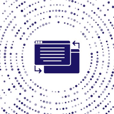 Beyaz arkaplanda mavi UI ya da UX tasarım simgesi izole edildi. Soyut çember rastgele noktalar. Vektör.