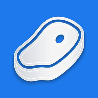 Kağıt kesiği et ikonu mavi arka planda izole edilmiş. Kağıt sanatı tarzı. Vektör.