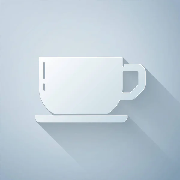 Carta Tagliata Icona Tazza Caffè Isolato Sfondo Grigio Una Tazza — Vettoriale Stock