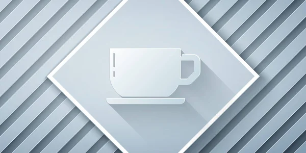 Papel Cortado Icono Taza Café Aislado Sobre Fondo Gris Taza — Vector de stock