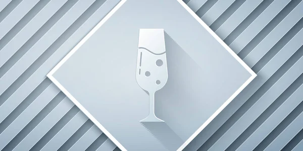 Coupe Papier Icône Verre Champagne Isolée Sur Fond Gris Style — Image vectorielle
