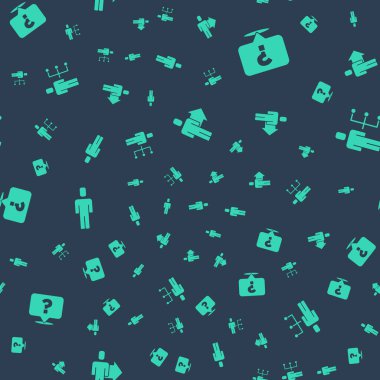 Takım lideri, soru işareti, kelle avcılığı ve kusursuz bir takım elbise kullanıcısı. Vektör.