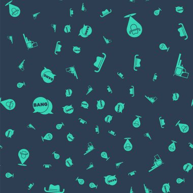 Batılı kovboy şapkası, konum, bum bum, silah çizgi romanı ve Revolver 'ı kusursuz düzene sok. Vektör.