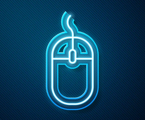 Leuchtende Leuchtschrift Computermaus Symbol Isoliert Auf Blauem Hintergrund Optisch Mit — Stockvektor