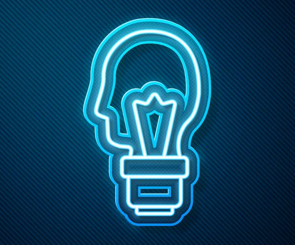 Glowing Neon Line Light Bulb Concept Idea Icon Isolated Blue — Stock Vector