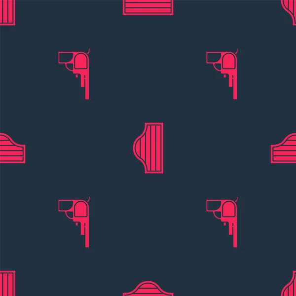 Réglez Pistolet Revolver Porte Saloon Sur Motif Sans Couture Vecteur — Image vectorielle