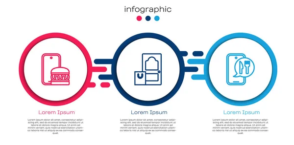 Set Line Online Ordering Delivery Business Infographic Template Vector — Stock Vector