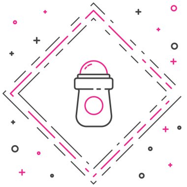 Terleme önleyici deodorant rulo simgesi beyaz arkaplanda izole edildi. Vücut hijyeni için kozmetik. Renkli taslak konsepti. Vektör İllüstrasyonu.