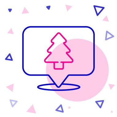 Ormanın beyaz arka planda izole edilmiş bir harita simgesi üzerindeki çizgi konumu. Renkli taslak konsepti. Vektör.