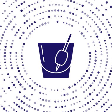 Mavi Kokteyl Bloody Mary ikonu beyaz arka planda izole edilmiş. Soyut çember rastgele noktalar. Vektör.