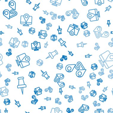 Hat Push pimi, güzergah konumu ve konum işaretleyicisi ile kusursuz desen ayarlayın. Vektör.