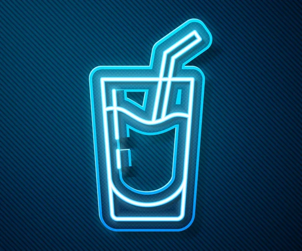 Leuchtende Leuchtschrift Cocktail Und Alkoholgetränk Symbol Isoliert Auf Blauem Hintergrund — Stockvektor