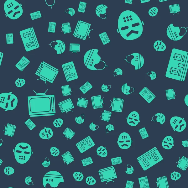 Hokey kaskını, Hokey maskesini, Retro TV 'yi ve Hokey mekanik skorbordunu kusursuz modda ayarla. Vektör.