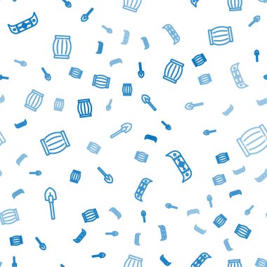 Kürek, kano, kürek ve barut namlusunu pürüzsüz desene ayarlayın. Vektör.