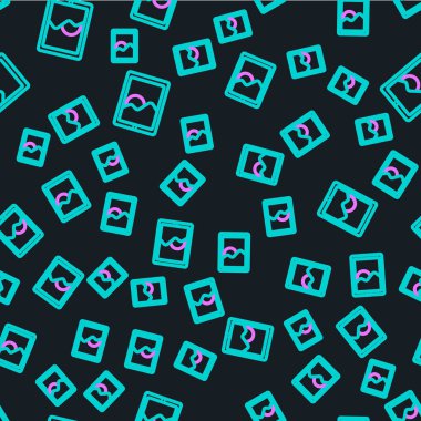 Çizgi Grafik tableti simgesi siyah arkaplanda izole edilmiş. Vektör İllüstrasyonu.