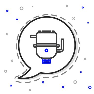 Isıtma su ikonu için elektrik hattı ısıtıcısı beyaz arkaplanda izole edildi. Renkli taslak konsepti. Vektör İllüstrasyonu.