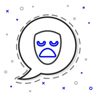 Çizgi Tiyatro Maskesi simgesi beyaz arkaplanda izole edildi. Renkli taslak konsepti. Vektör.