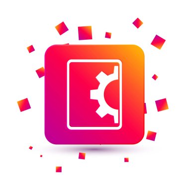 Beyaz Yazılım, Web Geliştirme, programlama konsepti simgesi beyaz arka planda izole edildi. Ekran tabletinde programlama dili ve kod. Kare renk düğmesi. Vektör.