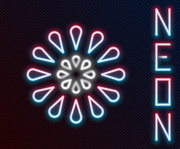 Glödande Neon Line Fyrverkeri Ikon Isolerad Svart Bakgrund Begreppet Kul — Stock vektor