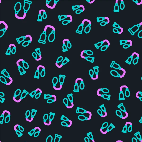 Line Penis Pump Icon Isolated Seamless Pattern Black Background Penis — Διανυσματικό Αρχείο