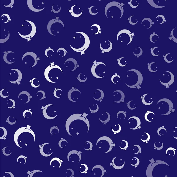 Luna Blanca Estrellas Icono Aislado Patrón Sin Costuras Sobre Fondo — Vector de stock
