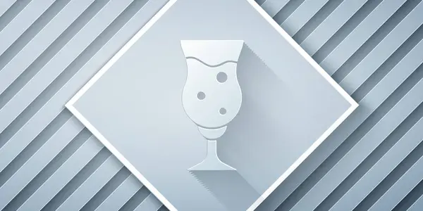 Papier Gesneden Glas Bier Pictogram Geïsoleerd Grijze Achtergrond Papierkunst Stijl — Stockvector