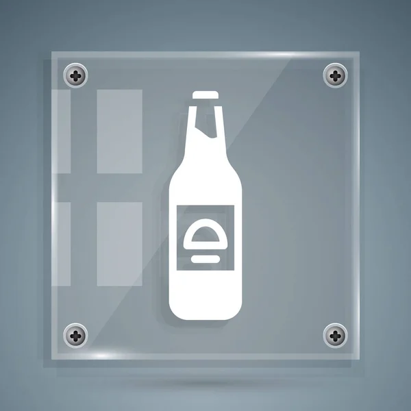 Icône Bouteille Bière Blanche Isolée Sur Fond Gris Panneaux Carrés — Image vectorielle
