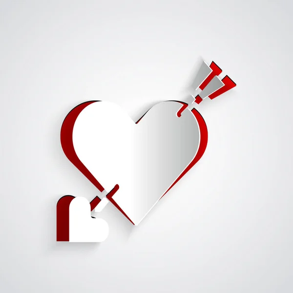 Corte Papel Símbolo Amour Con Corazón Icono Flecha Aislado Sobre — Archivo Imágenes Vectoriales