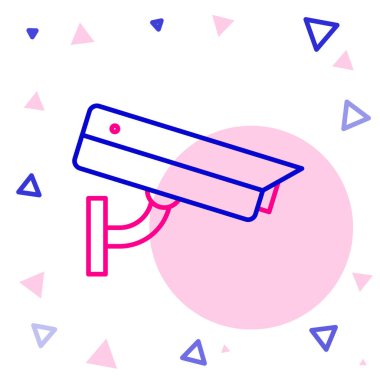 Güvenlik kamerası simgesi beyaz arkaplanda izole edildi. Renkli taslak konsepti. Vektör İllüstrasyonu.