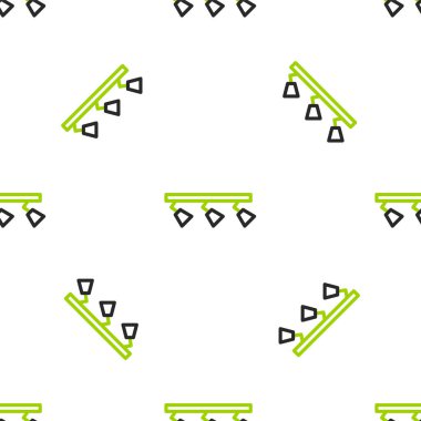 Lşık lambaları ve spot ışıkları olan hat ışıkları beyaz arkaplanda izole edilmiş pürüzsüz desen. Vektör İllüstrasyonu.