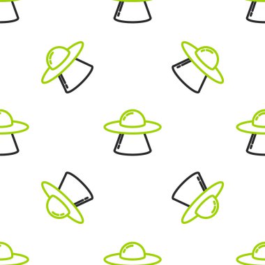 UFO uçan uzay gemisi simgesi beyaz arka planda izole edilmiş. Uçan daire. Uzaylı uzay gemisi. Gelecekteki bilinmeyen uçan nesne. Vektör.