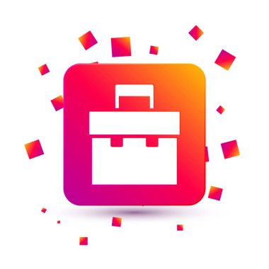 Beyaz Evrak Çantası simgesi beyaz arkaplanda izole edildi. İş ilanı. İş portföyü. Kare renk düğmesi. Vektör İllüstrasyonu.