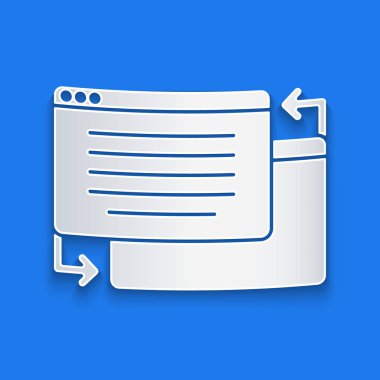 Kağıt kesiği UI veya UX tasarım simgesi mavi arkaplanda izole edildi. Kağıt sanatı tarzı. Vektör.