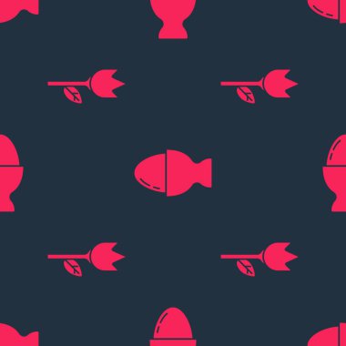 Çiçek lalesi ve Paskalya yumurtasını pürüzsüz bir kalıba sokun. Vektör.