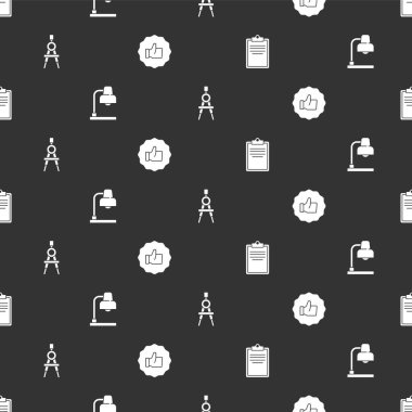 Panoyu kontrol listesi, masa lambası, pusula ve El başparmağını pürüzsüz desen üzerine çiz. Vektör.