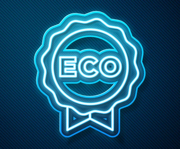 Gloeiende Neon Lijn Banner Label Tag Logo Voor Eco Groene — Stockvector