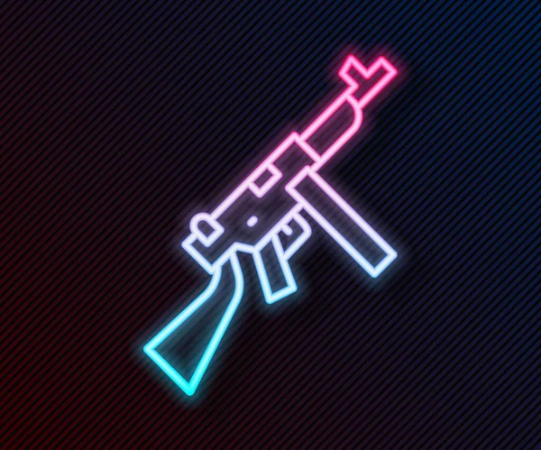 Gloeiende Neon Lijn Thompson Tommy Submachine Gun Icoon Geïsoleerd Zwarte — Stockvector