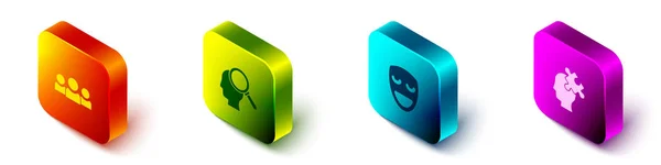 Isometric Users Group Finding Problem Comedy Theatratrmask Solution Icon Vector — 스톡 벡터