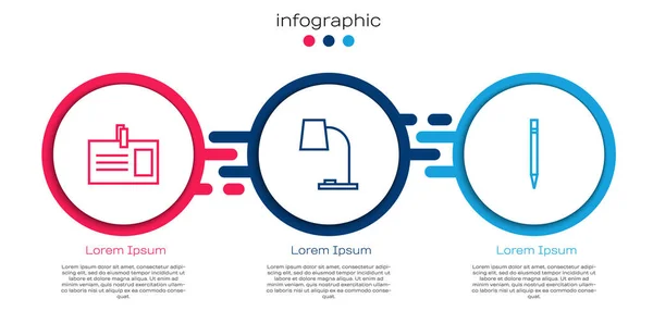 Установка Линии Идентификации Значок Настольная Лампа Карандаш Ластиком Бизнес Инфографический — стоковый вектор