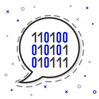 Satır ikili kod simgesi beyaz arkaplanda izole edildi. Renkli taslak konsepti. Vektör İllüstrasyonu.