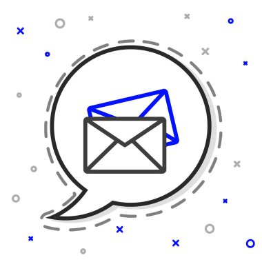 Satır Zarfı simgesi beyaz arkaplanda izole edildi. E- posta mektup sembolü. Renkli taslak konsepti. Vektör İllüstrasyonu.