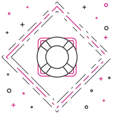 Çizgi Lifebuoy simgesi beyaz arkaplanda izole edildi. Can simidi sembolü. Renkli taslak konsepti. Vektör İllüstrasyonu.