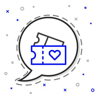 Çizgi Aşk bileti simgesi beyaz arkaplanda izole edildi. Sevgililer Günü tabelası. Çift ilişkileri sembolü. Renkli taslak konsepti. Vektör.