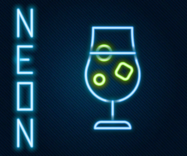 Ligne Lumineuse Néon Icône Cocktail Boisson Alcoolisée Isolée Sur Fond — Image vectorielle