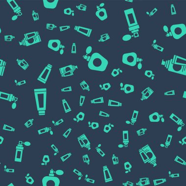 Parfüm, Parfüm, Krem ya da Losyon Kozmetik Tüpü ve Krem ya da Losyon Kozmetik Tüpü 'nü pürüzsüz desene ayarlayın. Vektör.