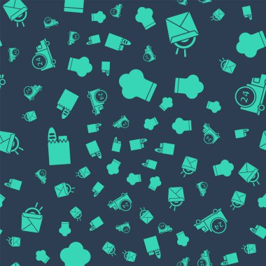 Şef şapkası, Asya eriştesi ve yemek çubuğu, alışveriş çantası, yiyecek ve hızlı teslimatı kusursuz bir şekilde ayarlayın. Vektör.