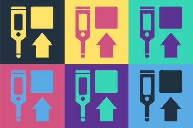 Tıbbi muayene ikonu için Pop Art Dijital Termometresi renk arkaplanında izole edildi. Vektör.