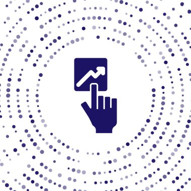 İdari simgelerden oluşan bir ekibin Mavi Lideri beyaz arka planda izole edildi. Soyut çember rastgele noktalar. Vektör.